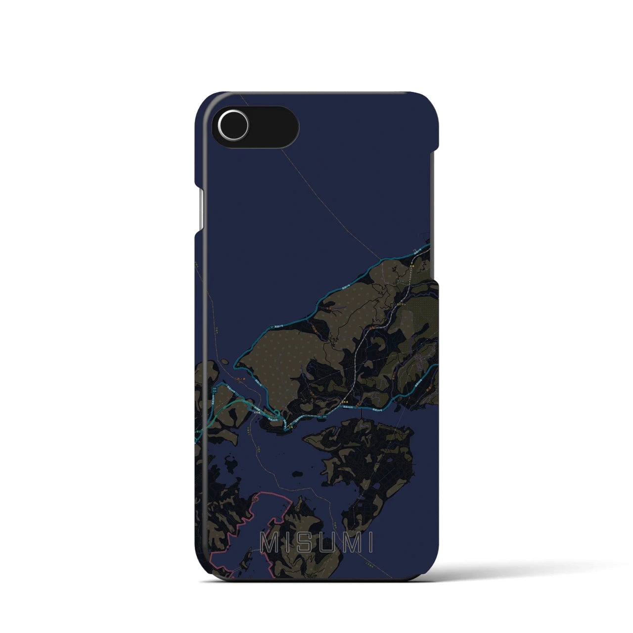 【三角】地図柄iPhoneケース（バックカバータイプ・ブラック）iPhone SE（第3 / 第2世代） / 8 / 7 / 6s / 6 用