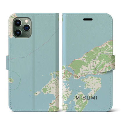 【三角（熊本県）】地図柄iPhoneケース（手帳タイプ）ナチュラル・iPhone 11 Pro 用
