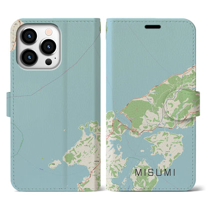 【三角（熊本県）】地図柄iPhoneケース（手帳タイプ）ナチュラル・iPhone 13 Pro 用