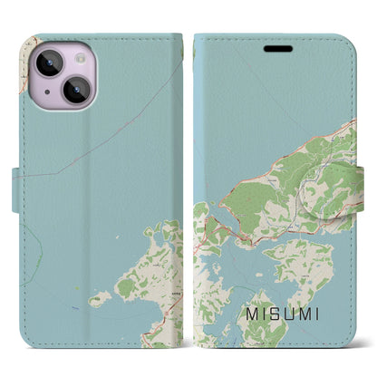 【三角（熊本県）】地図柄iPhoneケース（手帳タイプ）ナチュラル・iPhone 14 用