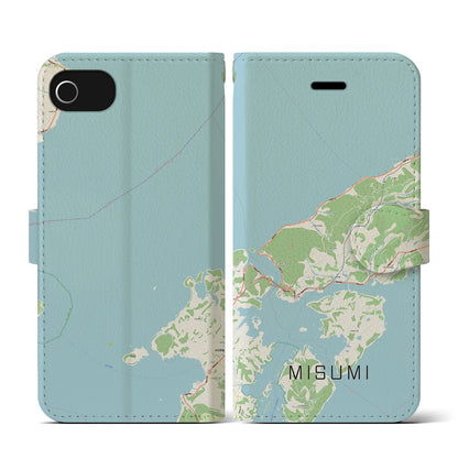 【三角（熊本県）】地図柄iPhoneケース（手帳タイプ）ナチュラル・iPhone SE（第3 / 第2世代） / 8 / 7 / 6s / 6 用