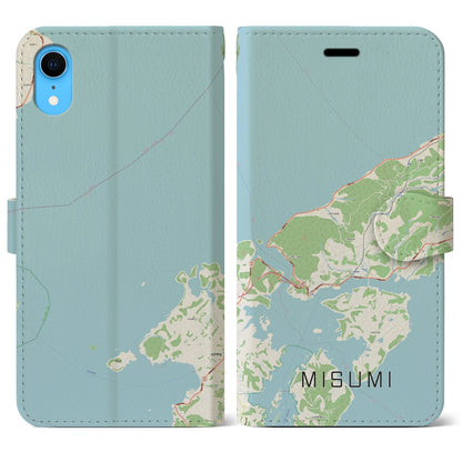 【三角（熊本県）】地図柄iPhoneケース（手帳タイプ）ナチュラル・iPhone XR 用