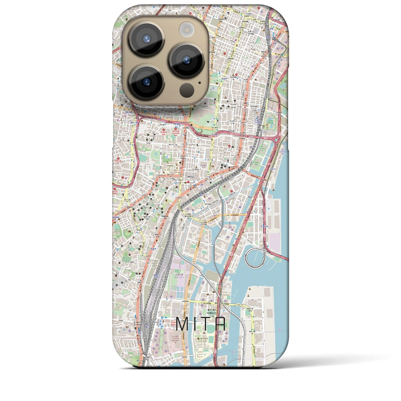 【三田（東京都）】地図柄iPhoneケース（バックカバータイプ・ナチュラル）iPhone 14 Pro Max 用