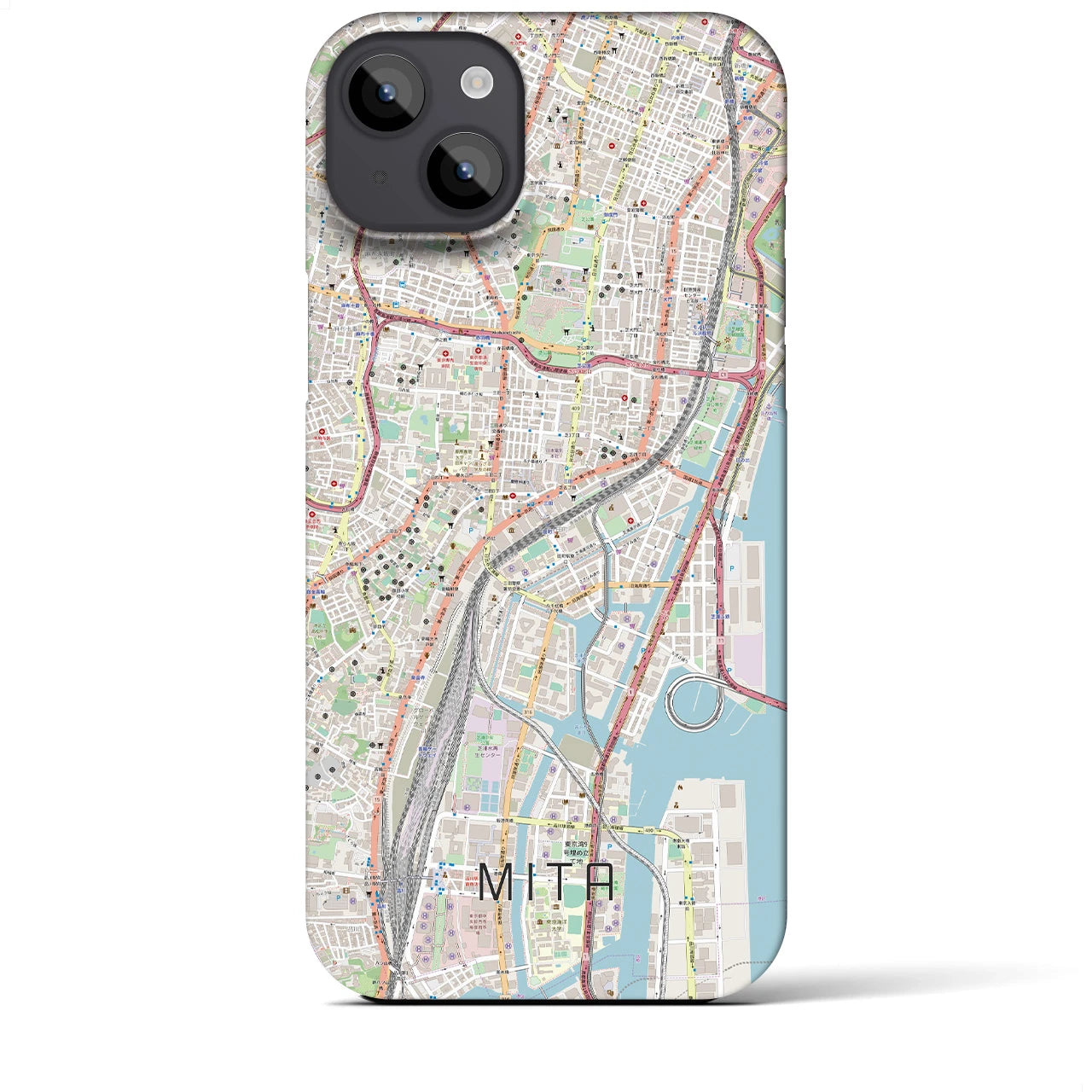 【三田（東京都）】地図柄iPhoneケース（バックカバータイプ・ナチュラル）iPhone 14 Plus 用