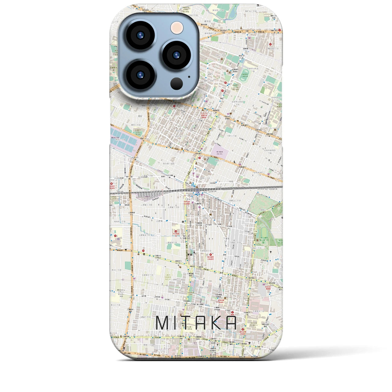 【三鷹】地図柄iPhoneケース（バックカバータイプ・ナチュラル）iPhone 13 Pro Max 用