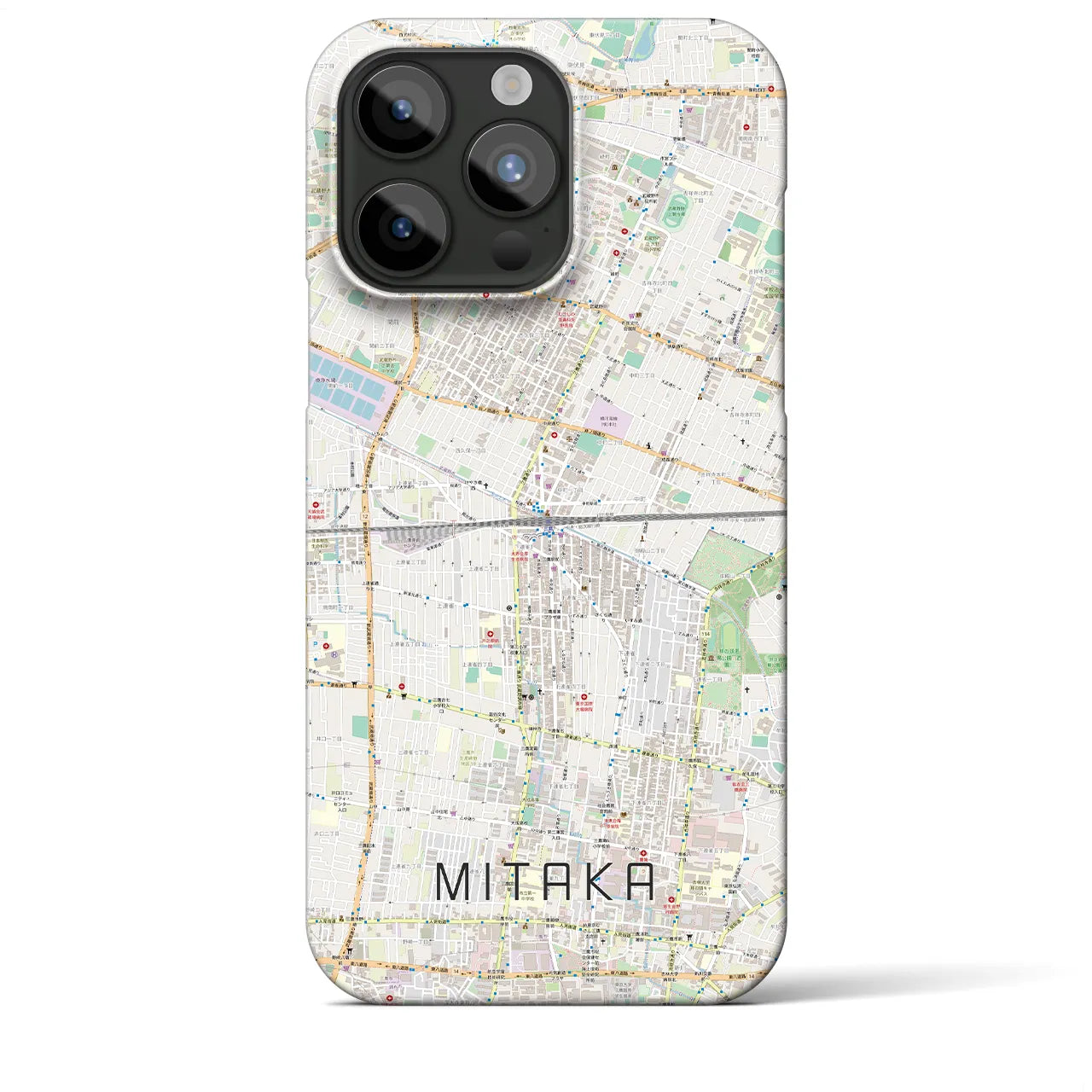 【三鷹】地図柄iPhoneケース（バックカバータイプ・ナチュラル）iPhone 15 Pro Max 用