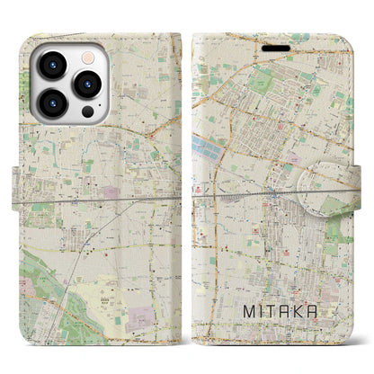 【三鷹（東京都）】地図柄iPhoneケース（手帳タイプ）ナチュラル・iPhone 13 Pro 用