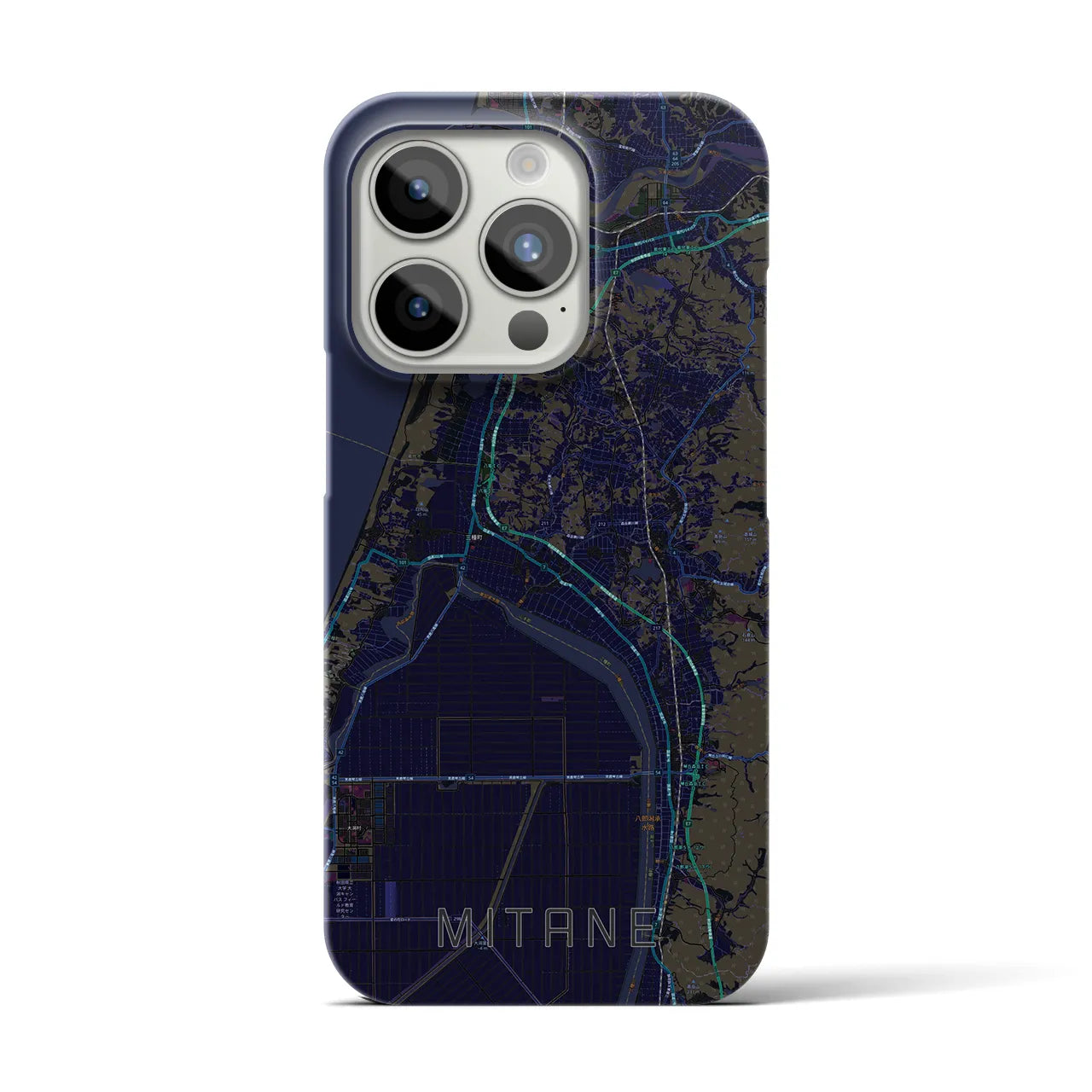 【三種】地図柄iPhoneケース（バックカバータイプ・ブラック）iPhone 15 Pro 用