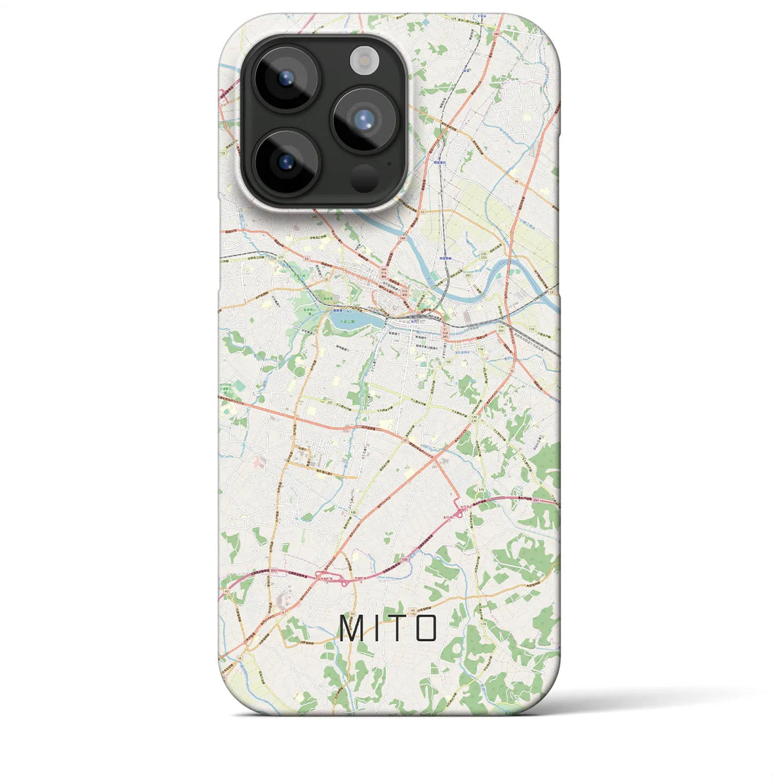 【水戸】地図柄iPhoneケース（バックカバータイプ・ナチュラル）iPhone 15 Pro Max 用