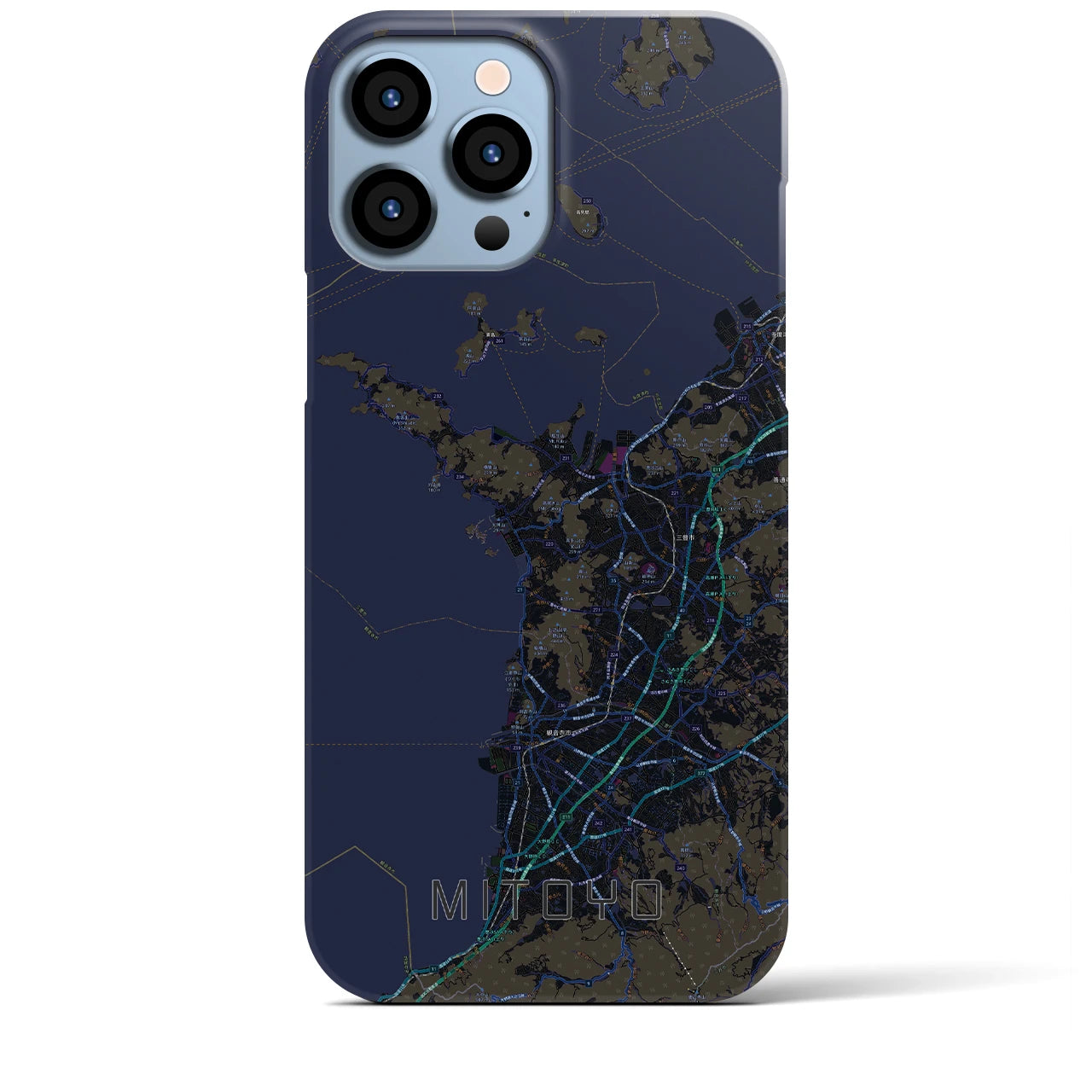 【三豊】地図柄iPhoneケース（バックカバータイプ・ブラック）iPhone 13 Pro Max 用
