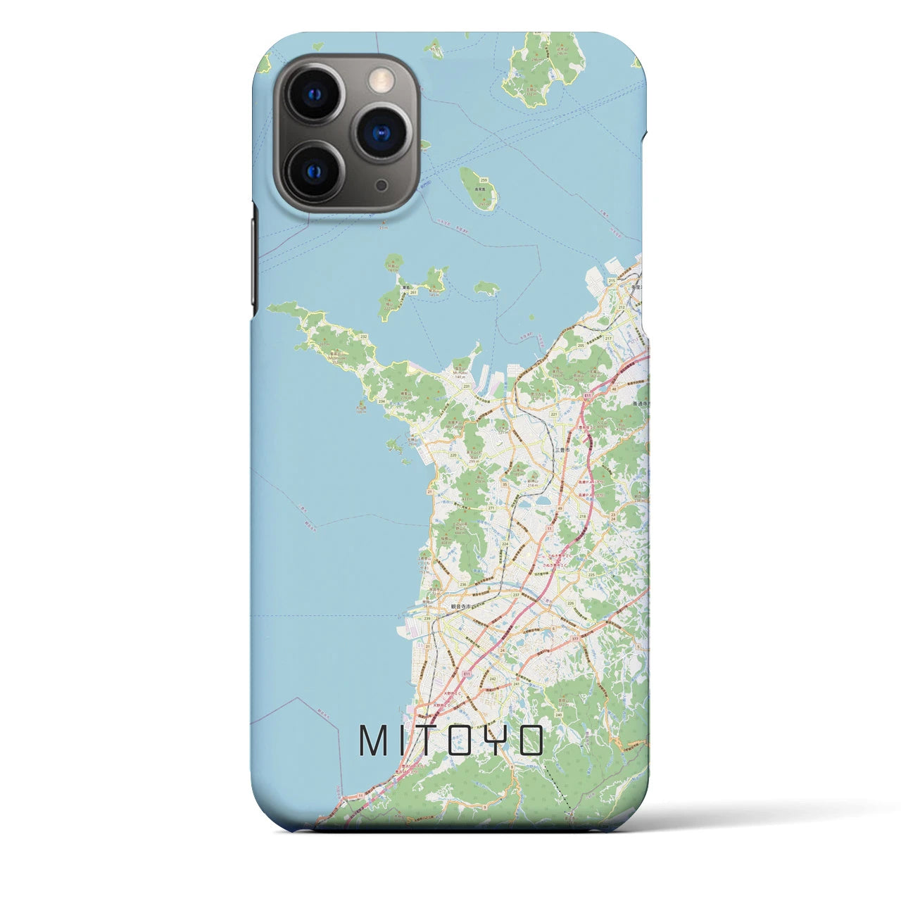 【三豊】地図柄iPhoneケース（バックカバータイプ・ナチュラル）iPhone 11 Pro Max 用