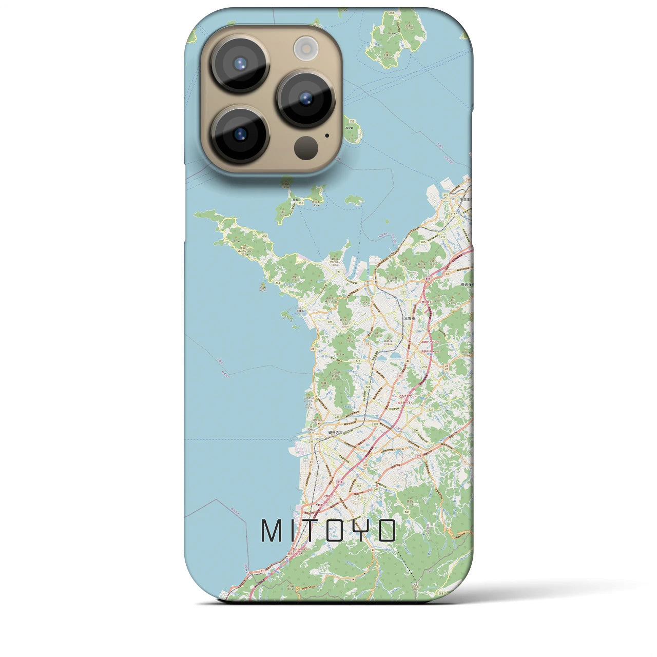 【三豊】地図柄iPhoneケース（バックカバータイプ・ナチュラル）iPhone 14 Pro Max 用