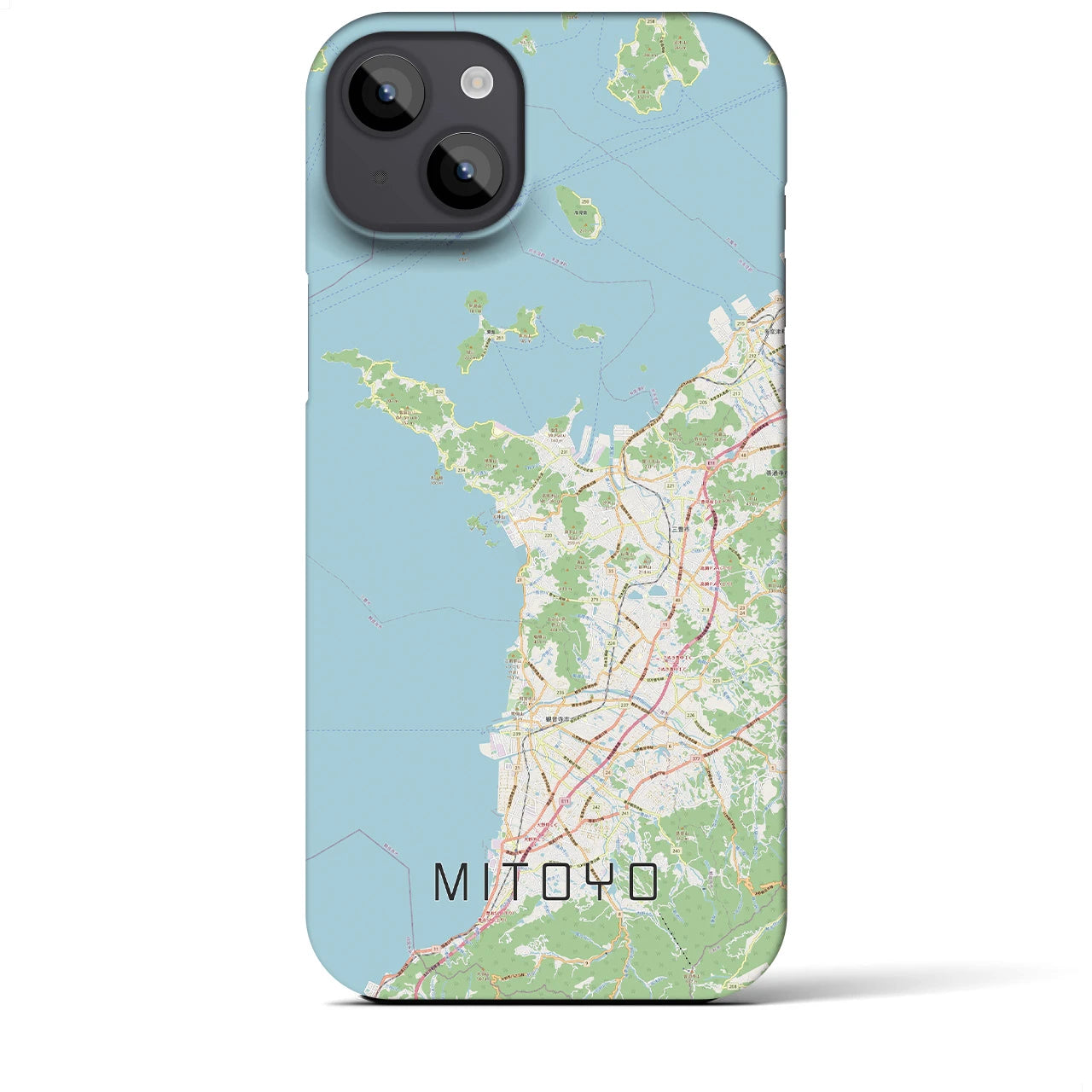 【三豊】地図柄iPhoneケース（バックカバータイプ・ナチュラル）iPhone 14 Plus 用