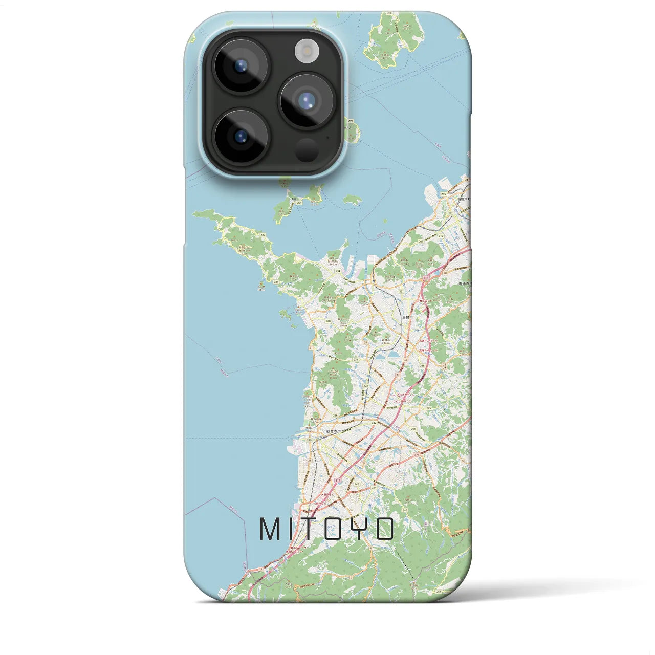 【三豊】地図柄iPhoneケース（バックカバータイプ・ナチュラル）iPhone 15 Pro Max 用