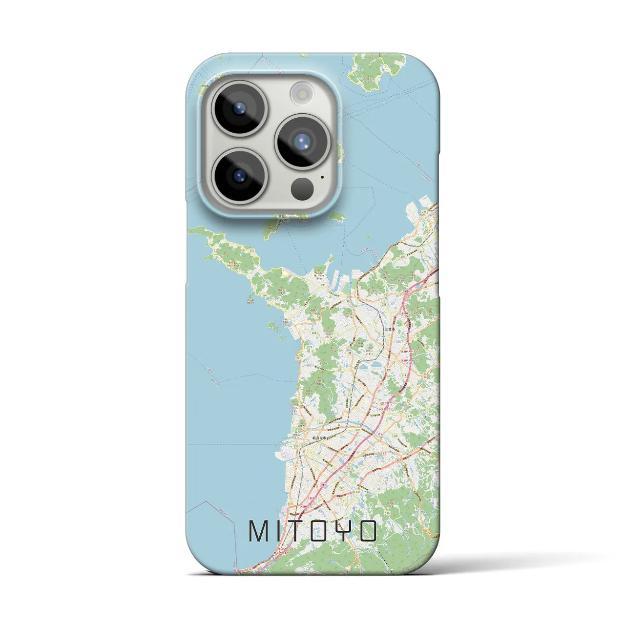 【三豊】地図柄iPhoneケース（バックカバータイプ・ナチュラル）iPhone 15 Pro 用