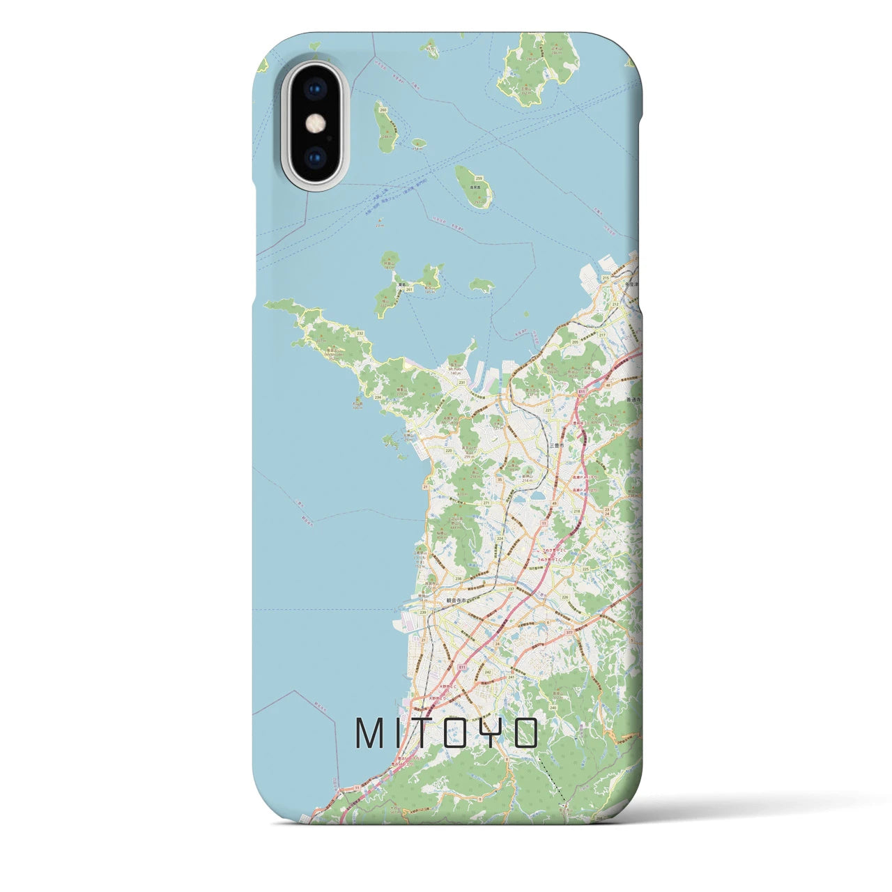 【三豊】地図柄iPhoneケース（バックカバータイプ・ナチュラル）iPhone XS Max 用