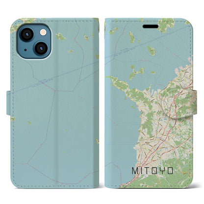 【三豊（香川県）】地図柄iPhoneケース（手帳タイプ）ナチュラル・iPhone 13 用