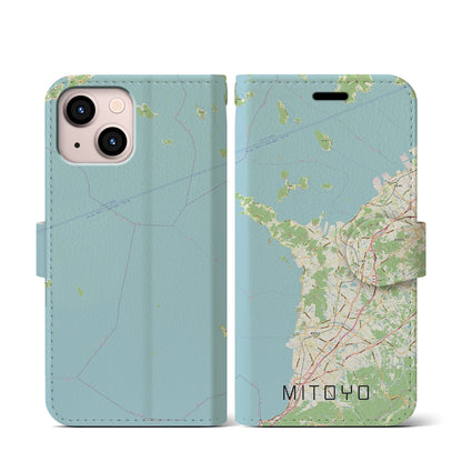 【三豊（香川県）】地図柄iPhoneケース（手帳タイプ）ナチュラル・iPhone 13 mini 用