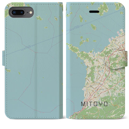 【三豊（香川県）】地図柄iPhoneケース（手帳タイプ）ナチュラル・iPhone 8Plus /7Plus / 6sPlus / 6Plus 用