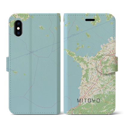 【三豊（香川県）】地図柄iPhoneケース（手帳タイプ）ナチュラル・iPhone XS / X 用