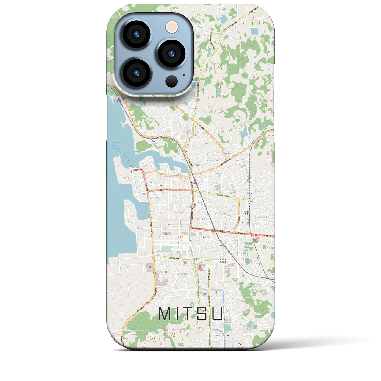 【三津】地図柄iPhoneケース（バックカバータイプ・ナチュラル）iPhone 13 Pro Max 用