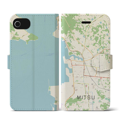 【三津（愛媛県）】地図柄iPhoneケース（手帳タイプ）ナチュラル・iPhone SE（第3 / 第2世代） / 8 / 7 / 6s / 6 用