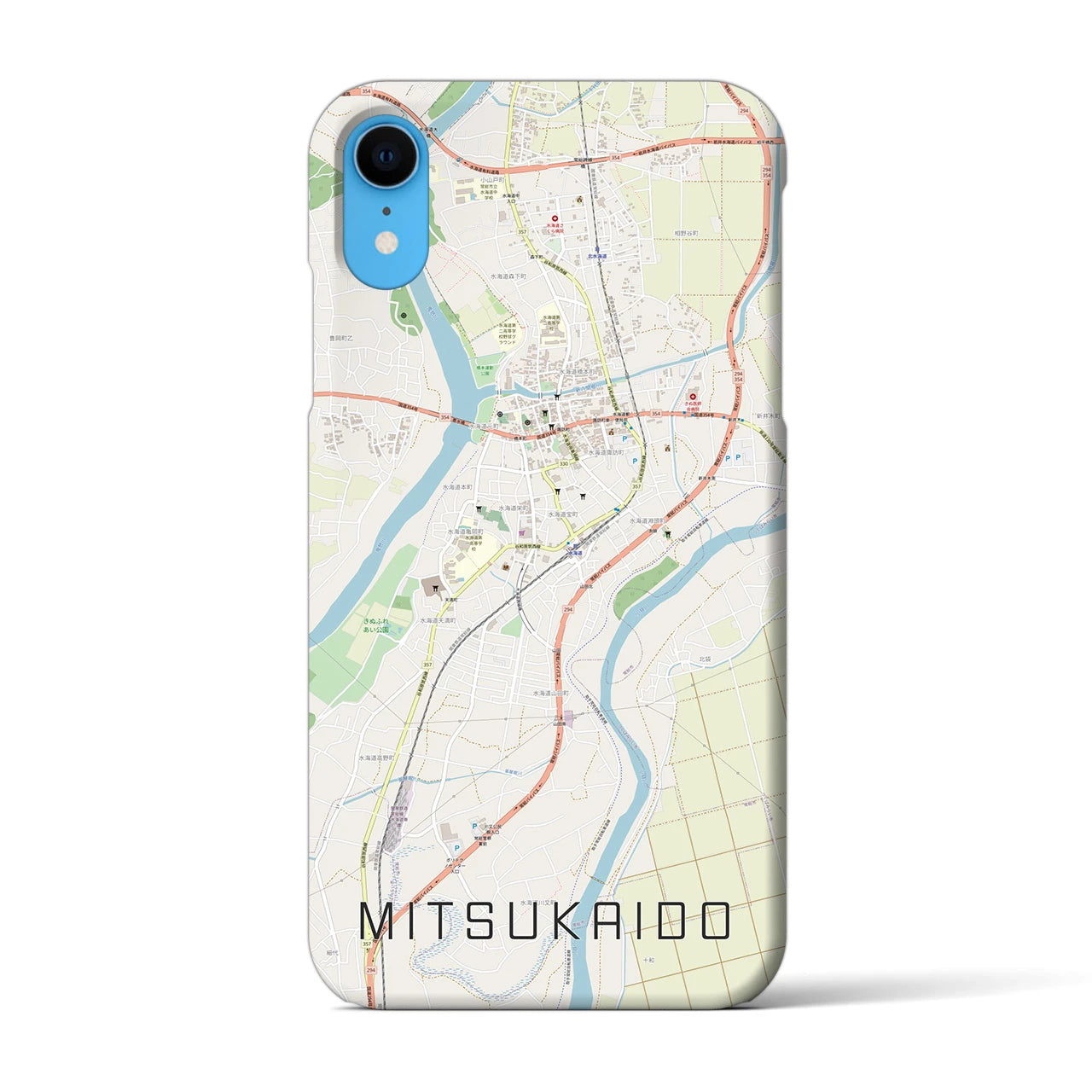 【水海道】地図柄iPhoneケース（バックカバータイプ・ナチュラル）iPhone XR 用