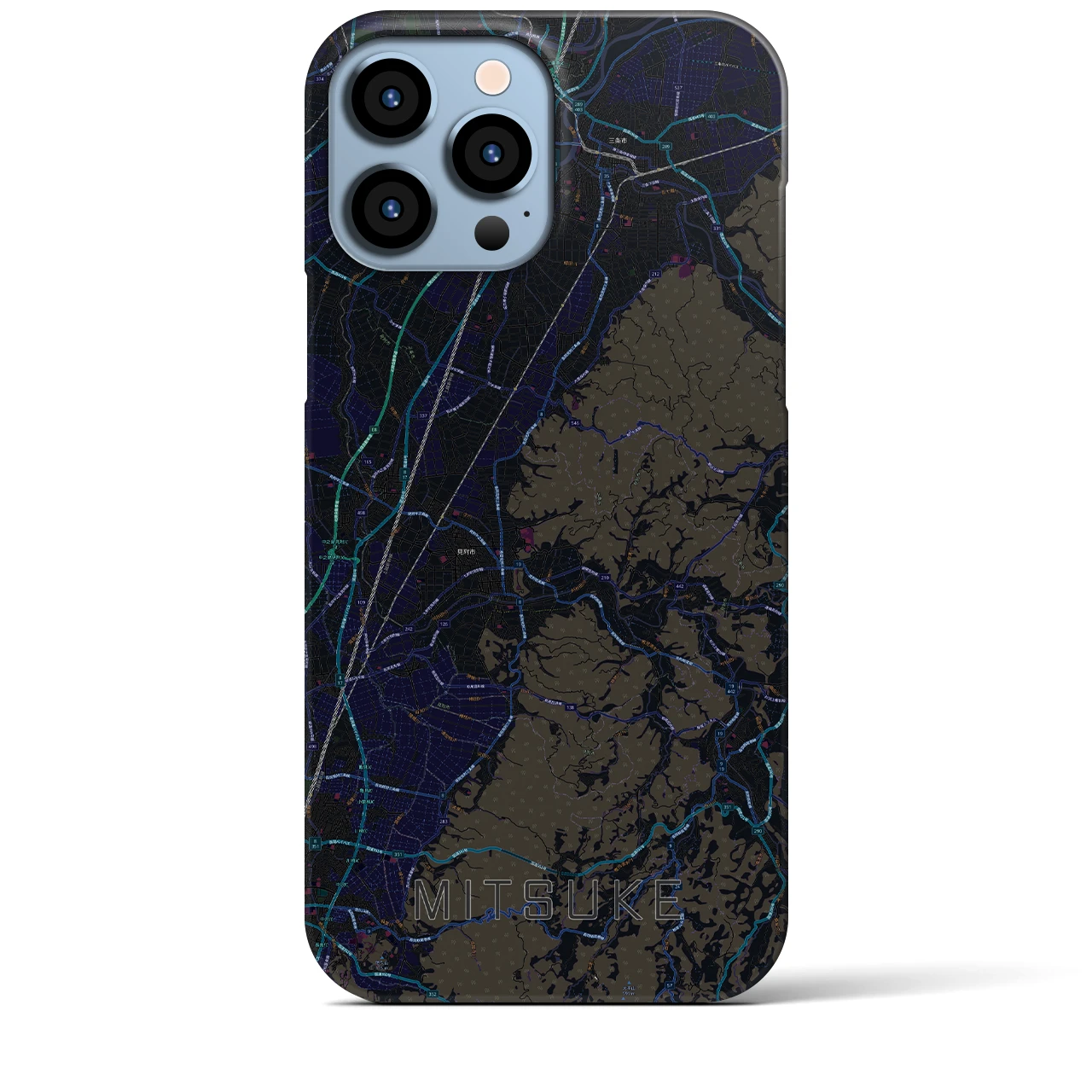 【見附】地図柄iPhoneケース（バックカバータイプ・ブラック）iPhone 13 Pro Max 用