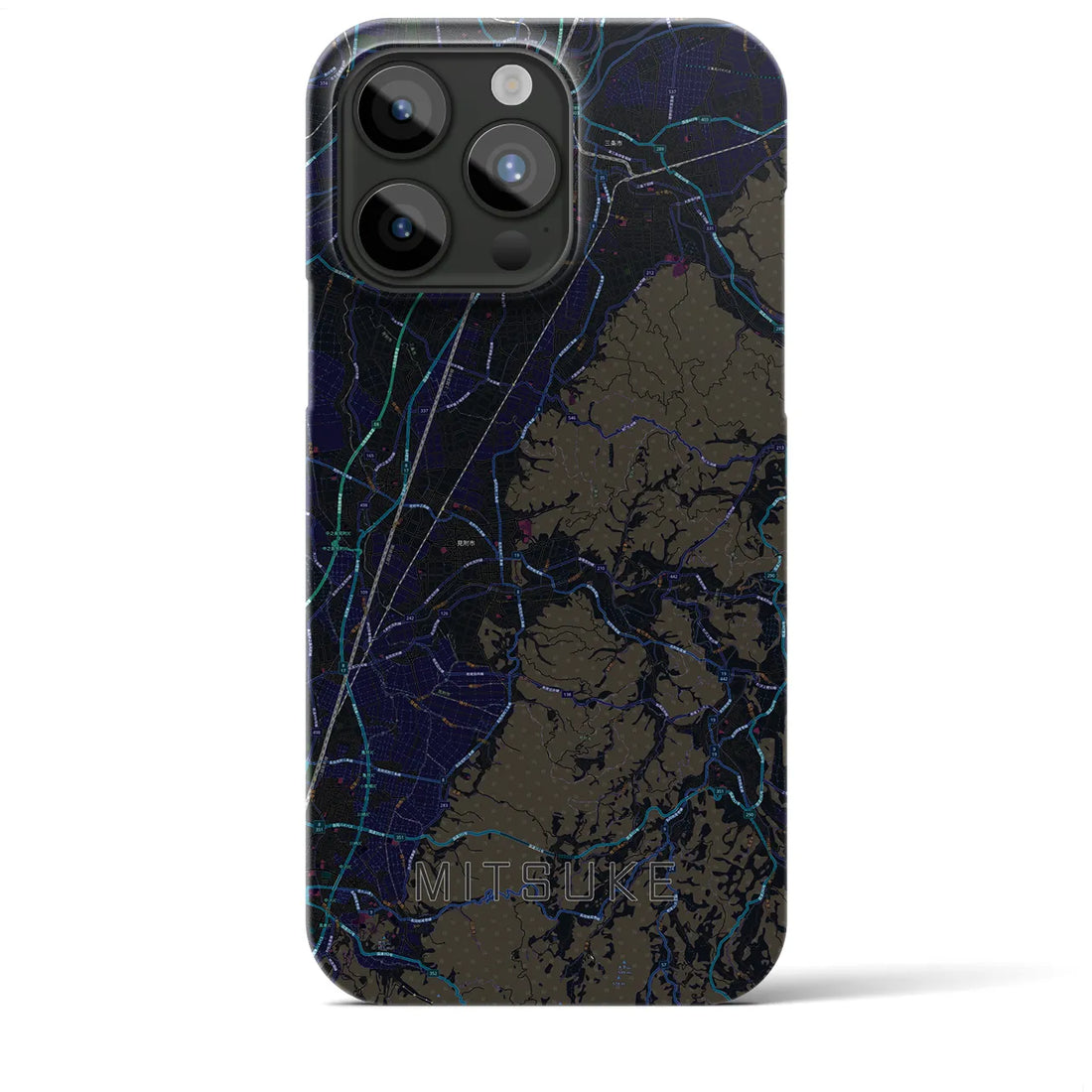 【見附】地図柄iPhoneケース（バックカバータイプ・ブラック）iPhone 15 Pro Max 用