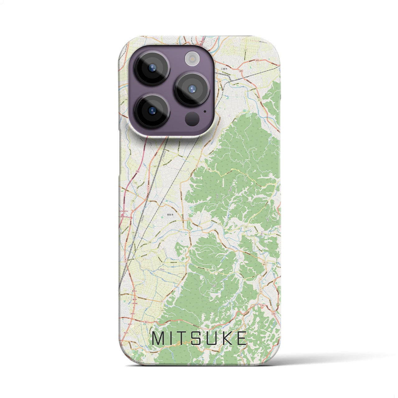 【見附】地図柄iPhoneケース（バックカバータイプ・ナチュラル）iPhone 14 Pro 用