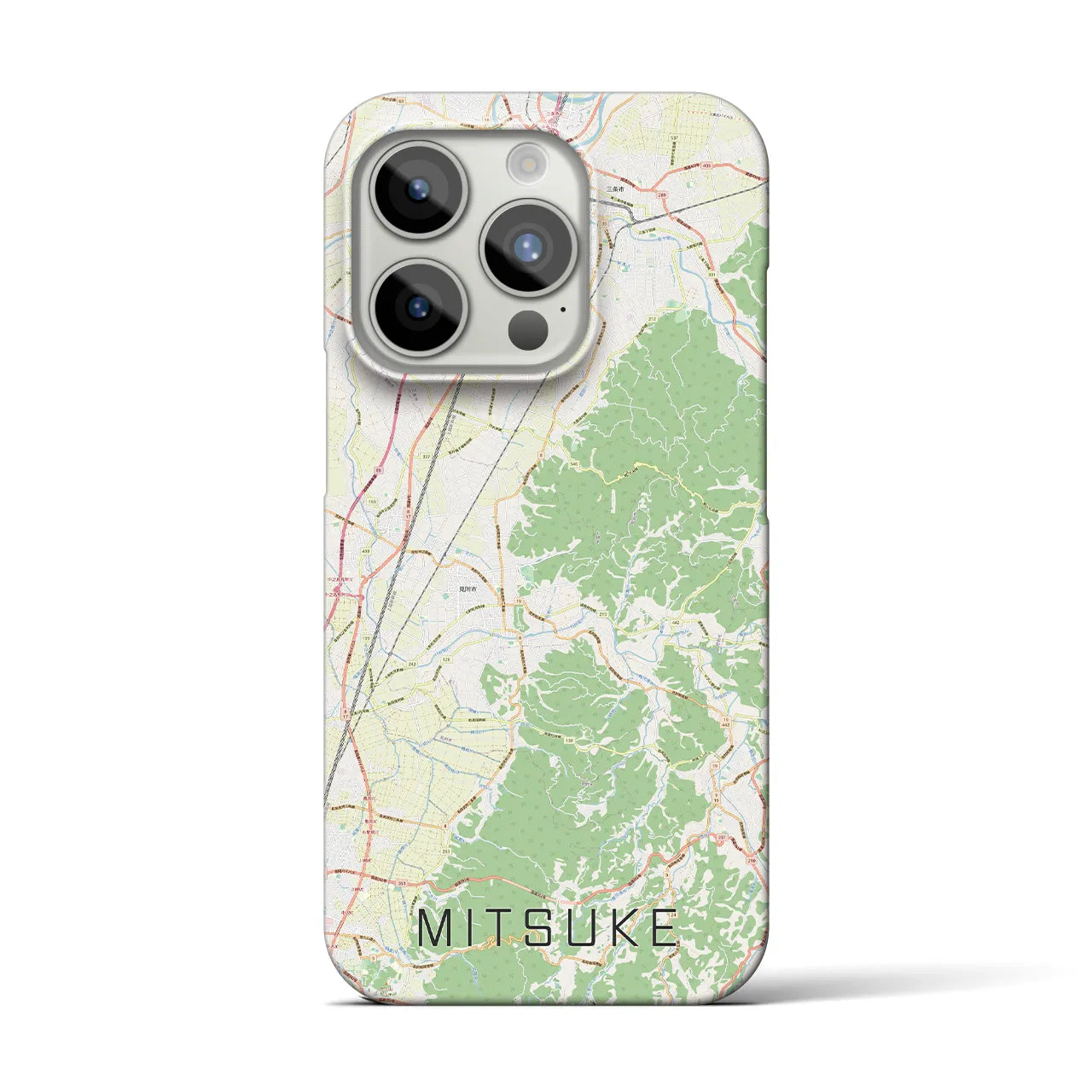 【見附】地図柄iPhoneケース（バックカバータイプ・ナチュラル）iPhone 15 Pro 用