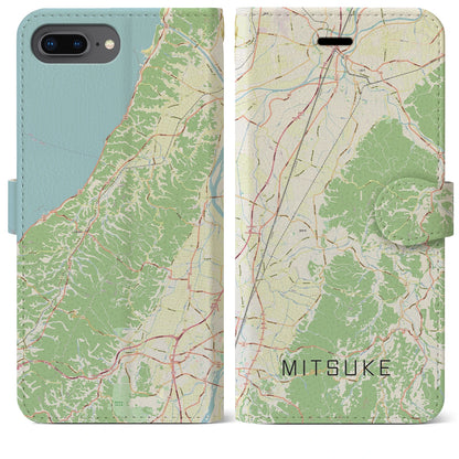 【見附（新潟県）】地図柄iPhoneケース（手帳タイプ）ナチュラル・iPhone 8Plus /7Plus / 6sPlus / 6Plus 用