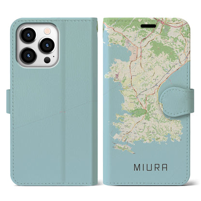 【三浦（神奈川県）】地図柄iPhoneケース（手帳タイプ）ナチュラル・iPhone 13 Pro 用
