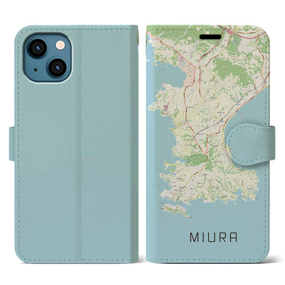 【三浦（神奈川県）】地図柄iPhoneケース（手帳タイプ）ナチュラル・iPhone 13 用