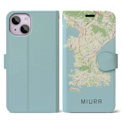【三浦（神奈川県）】地図柄iPhoneケース（手帳タイプ）ナチュラル・iPhone 14 用