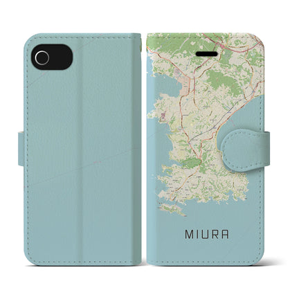 【三浦（神奈川県）】地図柄iPhoneケース（手帳タイプ）ナチュラル・iPhone SE（第3 / 第2世代） / 8 / 7 / 6s / 6 用