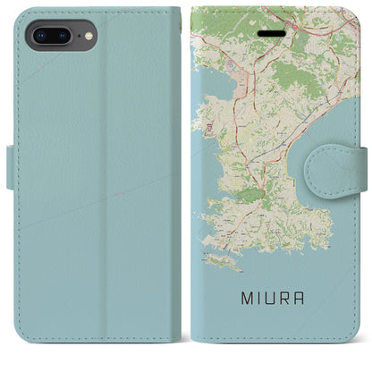 【三浦（神奈川県）】地図柄iPhoneケース（手帳タイプ）ナチュラル・iPhone 8Plus /7Plus / 6sPlus / 6Plus 用