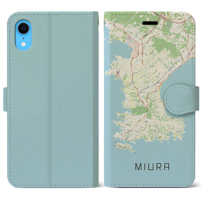 【三浦（神奈川県）】地図柄iPhoneケース（手帳タイプ）ナチュラル・iPhone XR 用