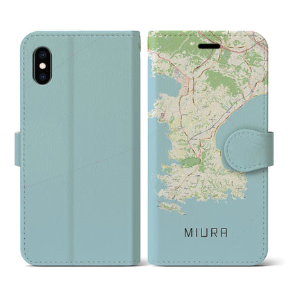 【三浦（神奈川県）】地図柄iPhoneケース（手帳タイプ）ナチュラル・iPhone XS / X 用