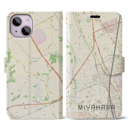 【宮原（埼玉県）】地図柄iPhoneケース（手帳タイプ）ナチュラル・iPhone 14 用