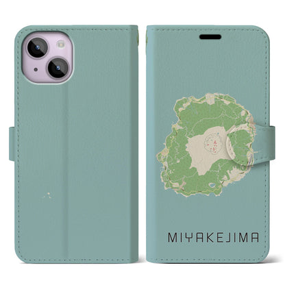 【三宅島（東京都）】地図柄iPhoneケース（手帳タイプ）ナチュラル・iPhone 14 用