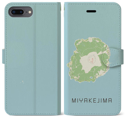 【三宅島（東京都）】地図柄iPhoneケース（手帳タイプ）ナチュラル・iPhone 8Plus /7Plus / 6sPlus / 6Plus 用