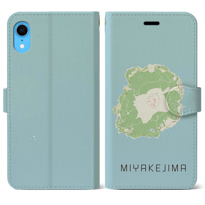 【三宅島（東京都）】地図柄iPhoneケース（手帳タイプ）ナチュラル・iPhone XR 用