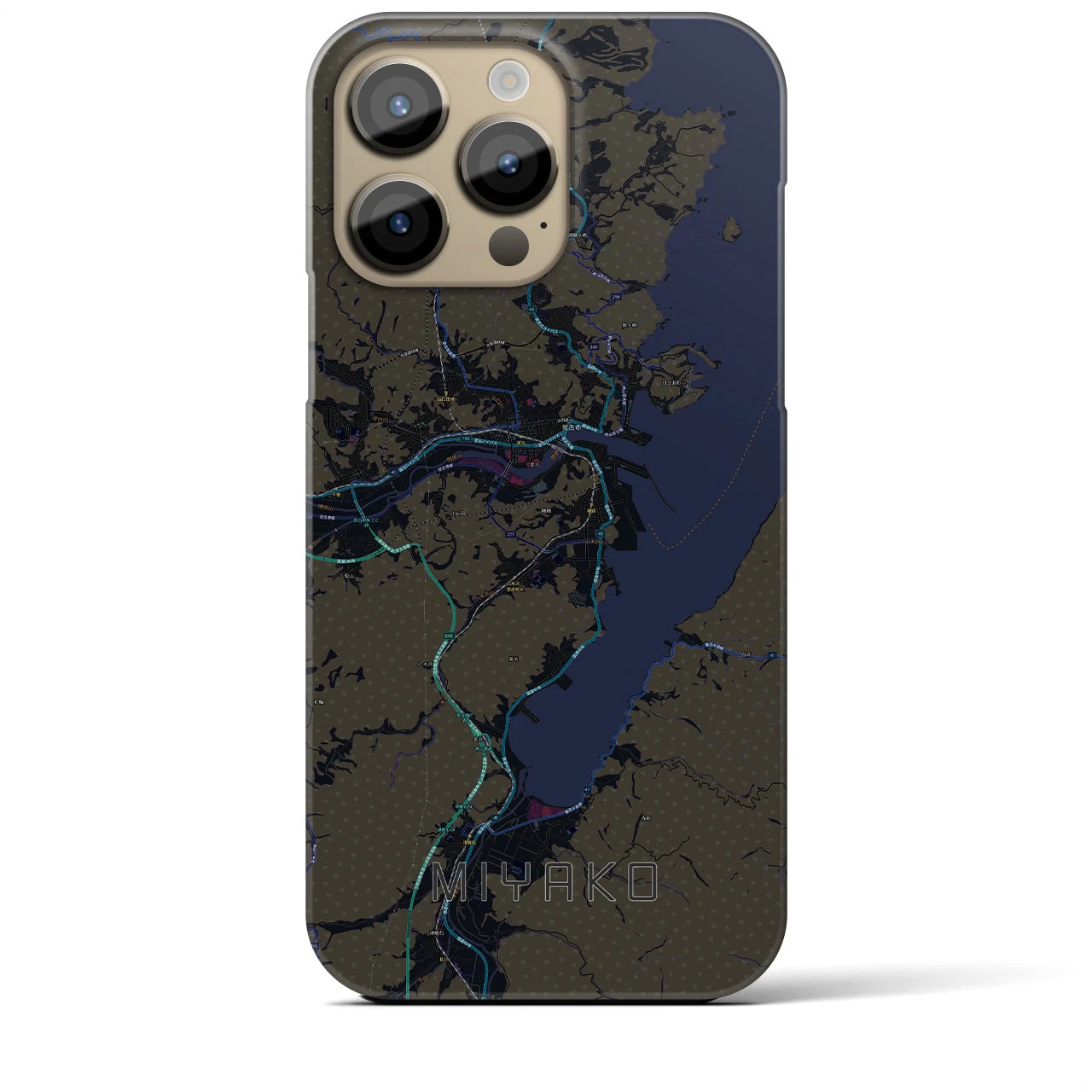 【宮古】地図柄iPhoneケース（バックカバータイプ・ブラック）iPhone 14 Pro Max 用