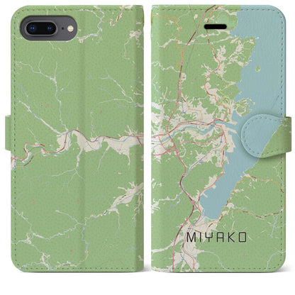 【宮古（岩手県）】地図柄iPhoneケース（手帳タイプ）ナチュラル・iPhone 8Plus /7Plus / 6sPlus / 6Plus 用