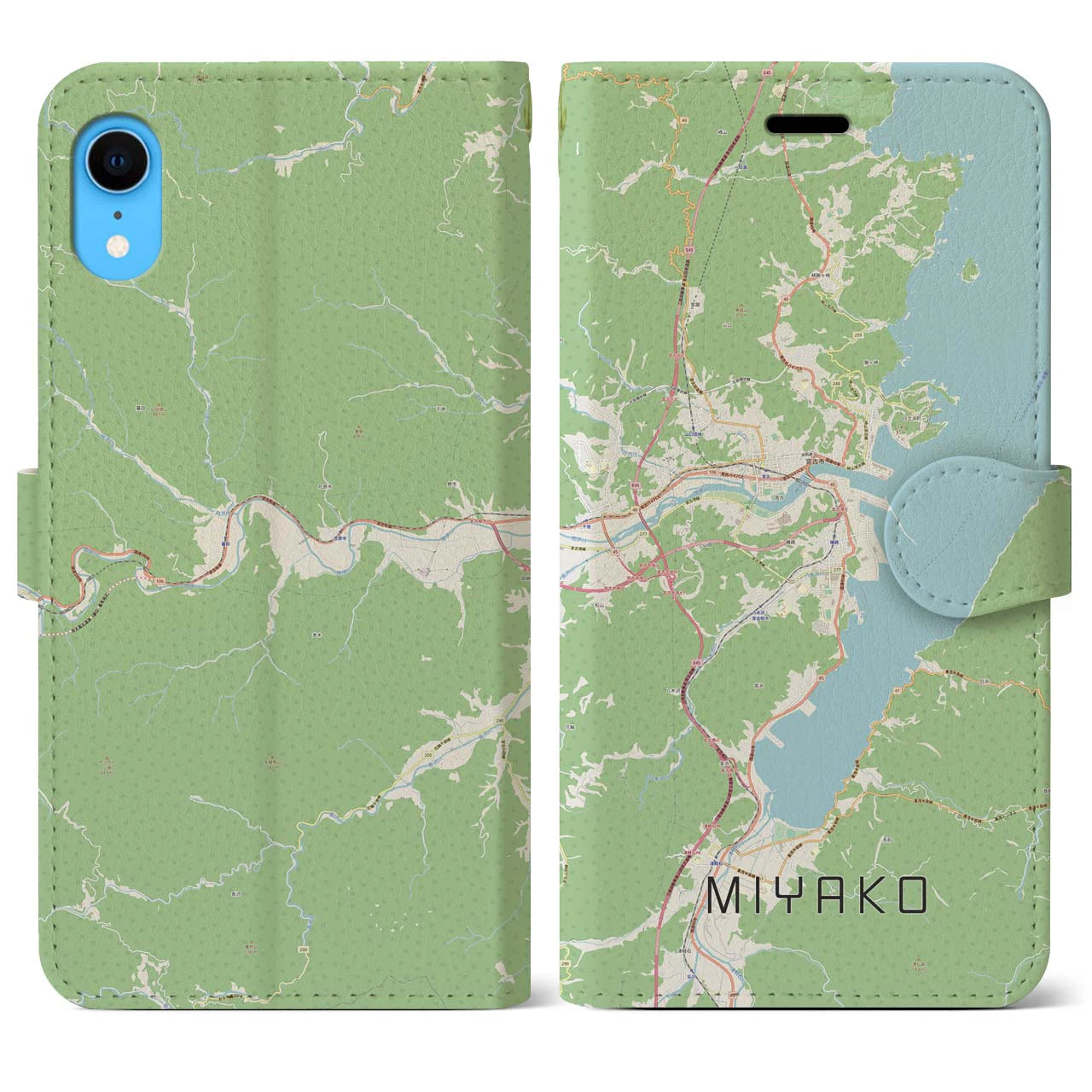 【宮古】地図柄iPhoneケース（手帳両面タイプ・ナチュラル）iPhone XR 用