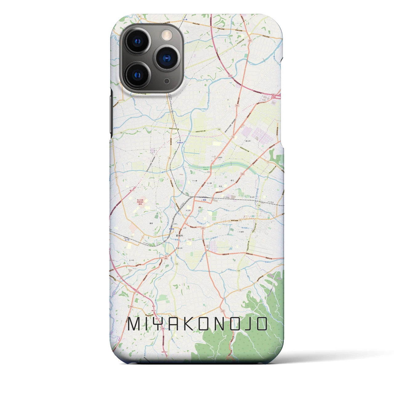 【都城】地図柄iPhoneケース（バックカバータイプ・ナチュラル）iPhone 11 Pro Max 用