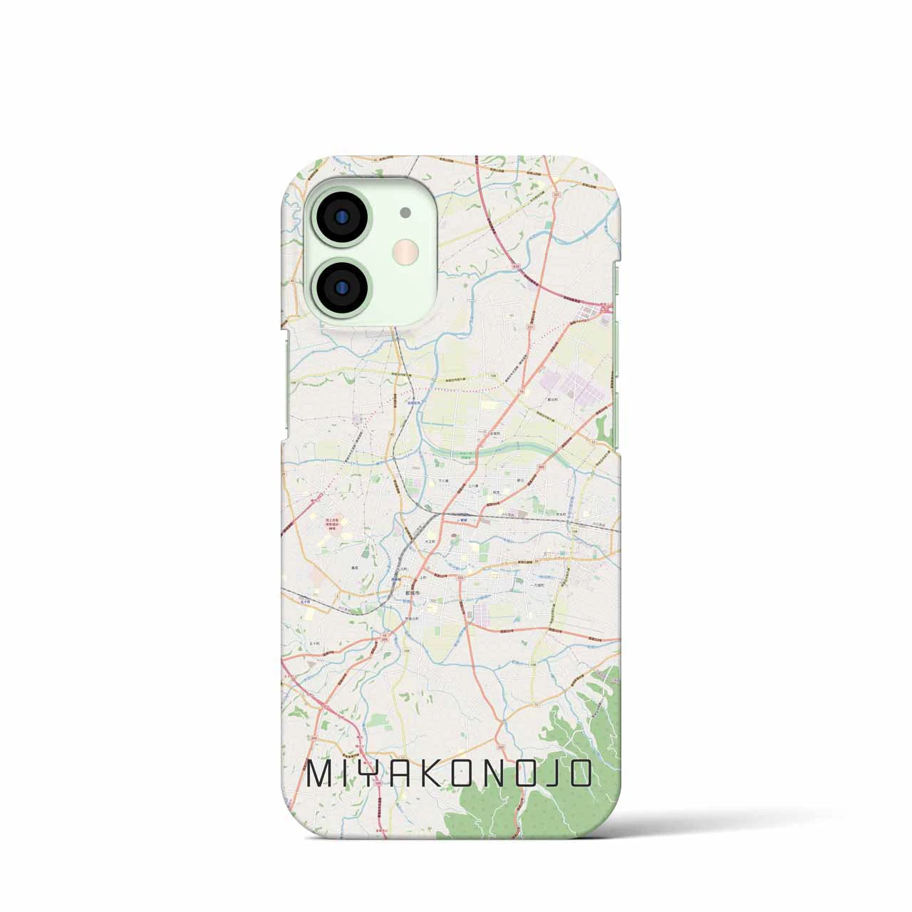 【都城】地図柄iPhoneケース（バックカバータイプ・ナチュラル）iPhone 12 mini 用