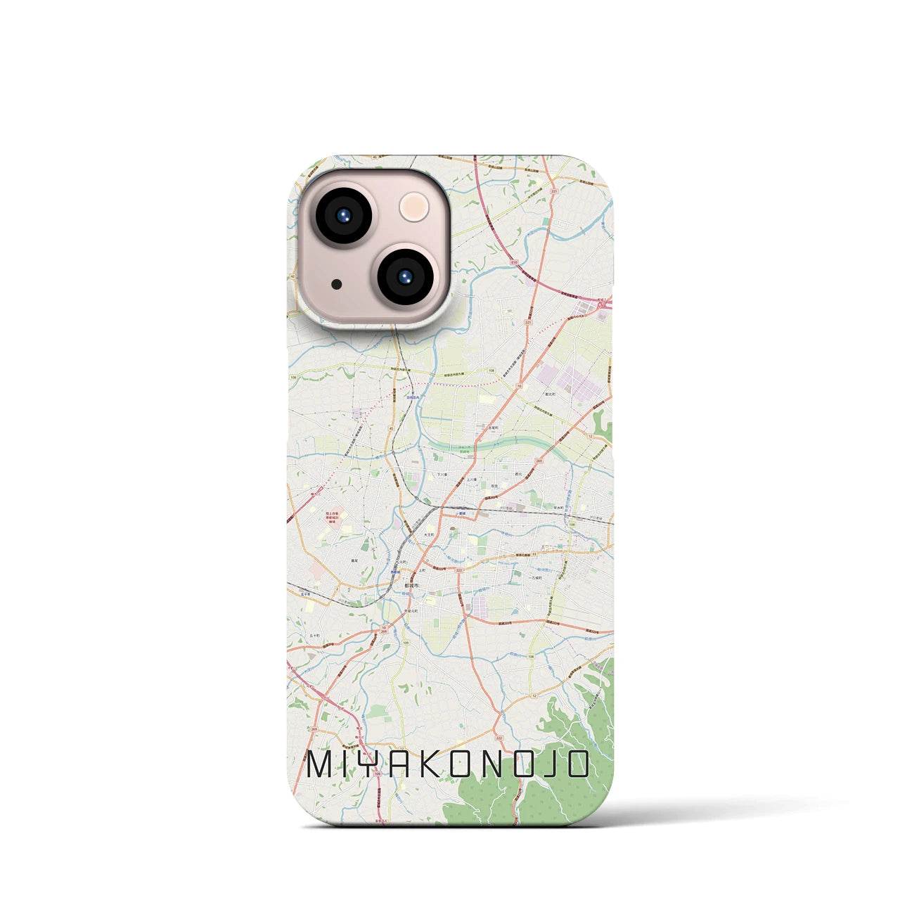 【都城】地図柄iPhoneケース（バックカバータイプ・ナチュラル）iPhone 13 mini 用