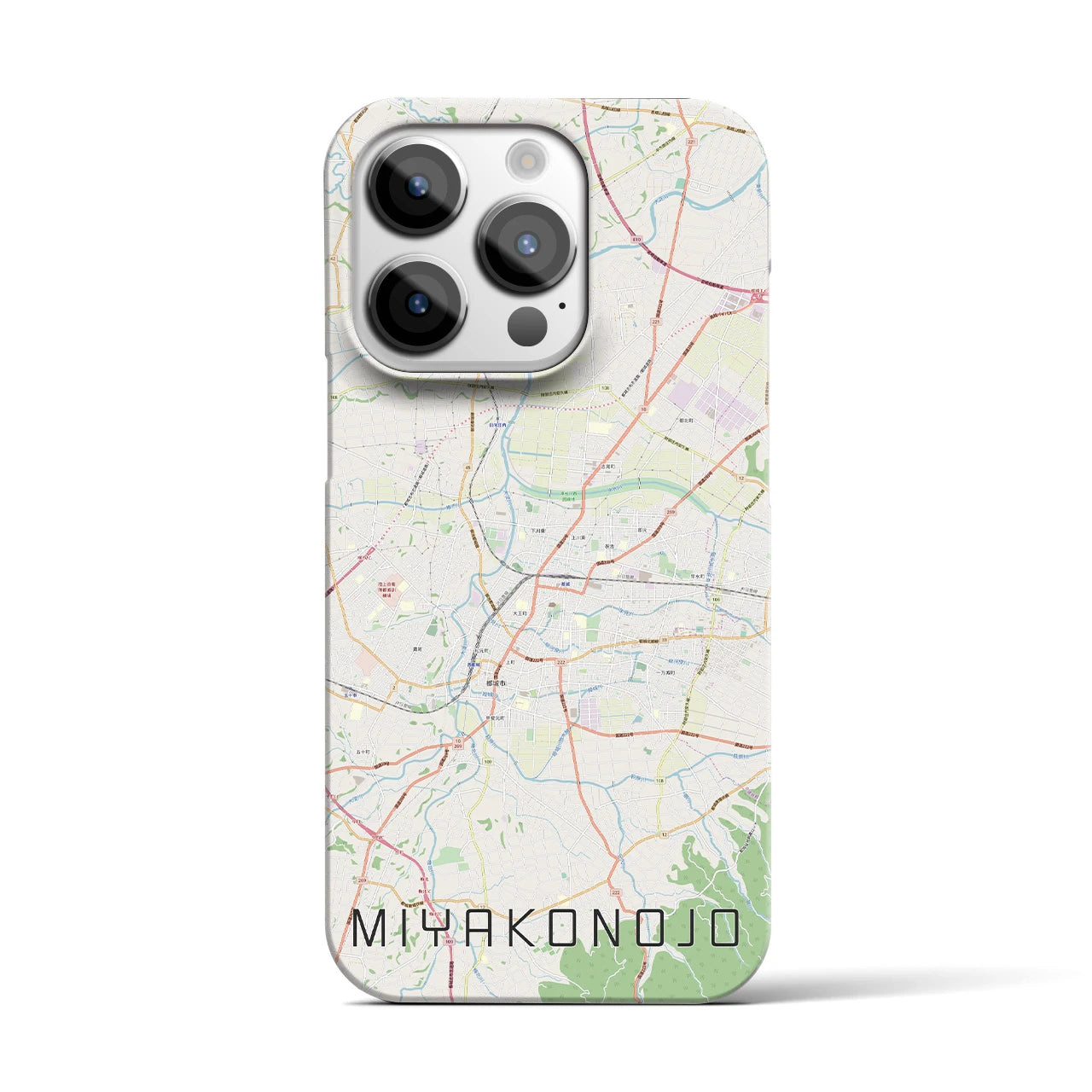 【都城】地図柄iPhoneケース（バックカバータイプ・ナチュラル）iPhone 14 Pro 用
